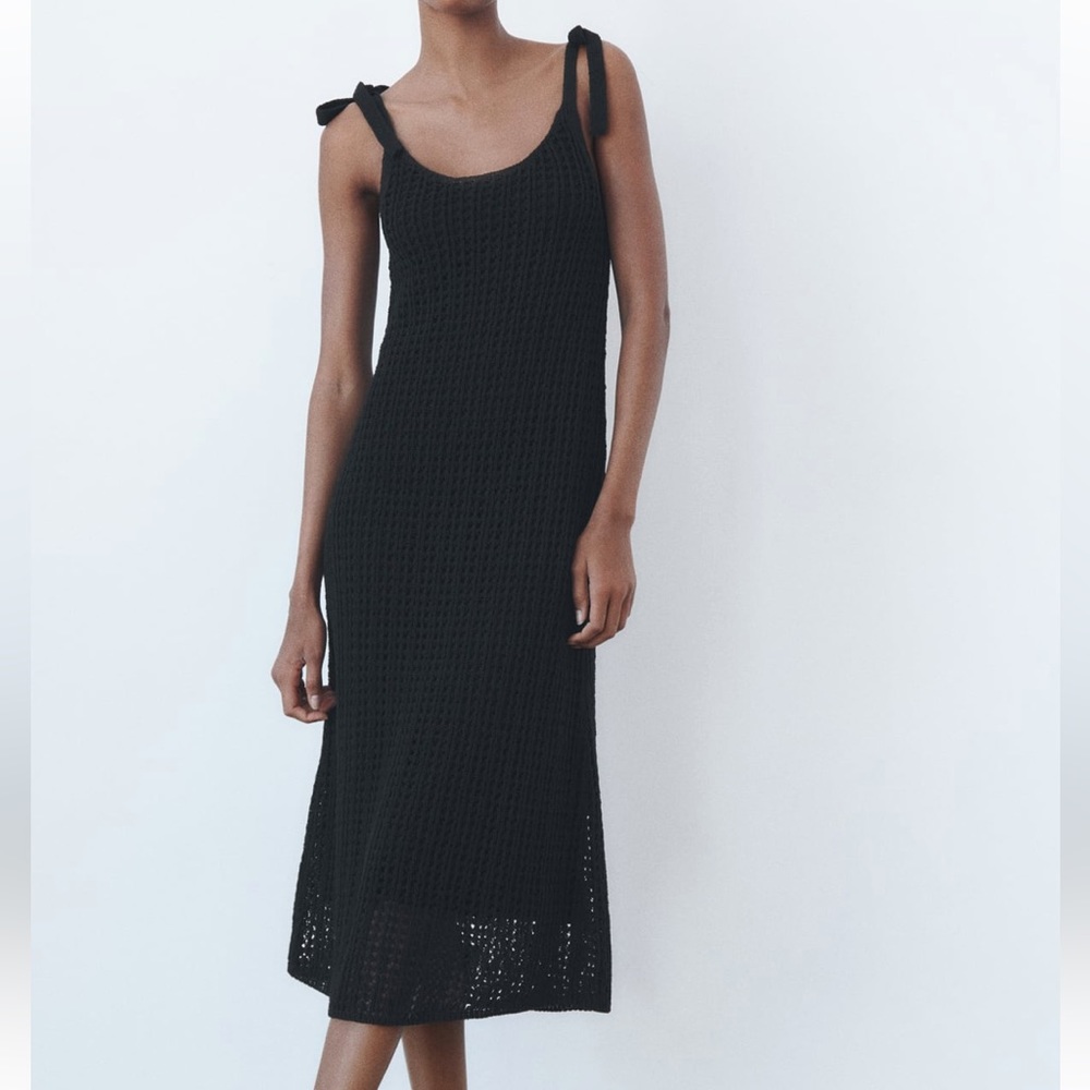 ZARA Knotted strap knit dress